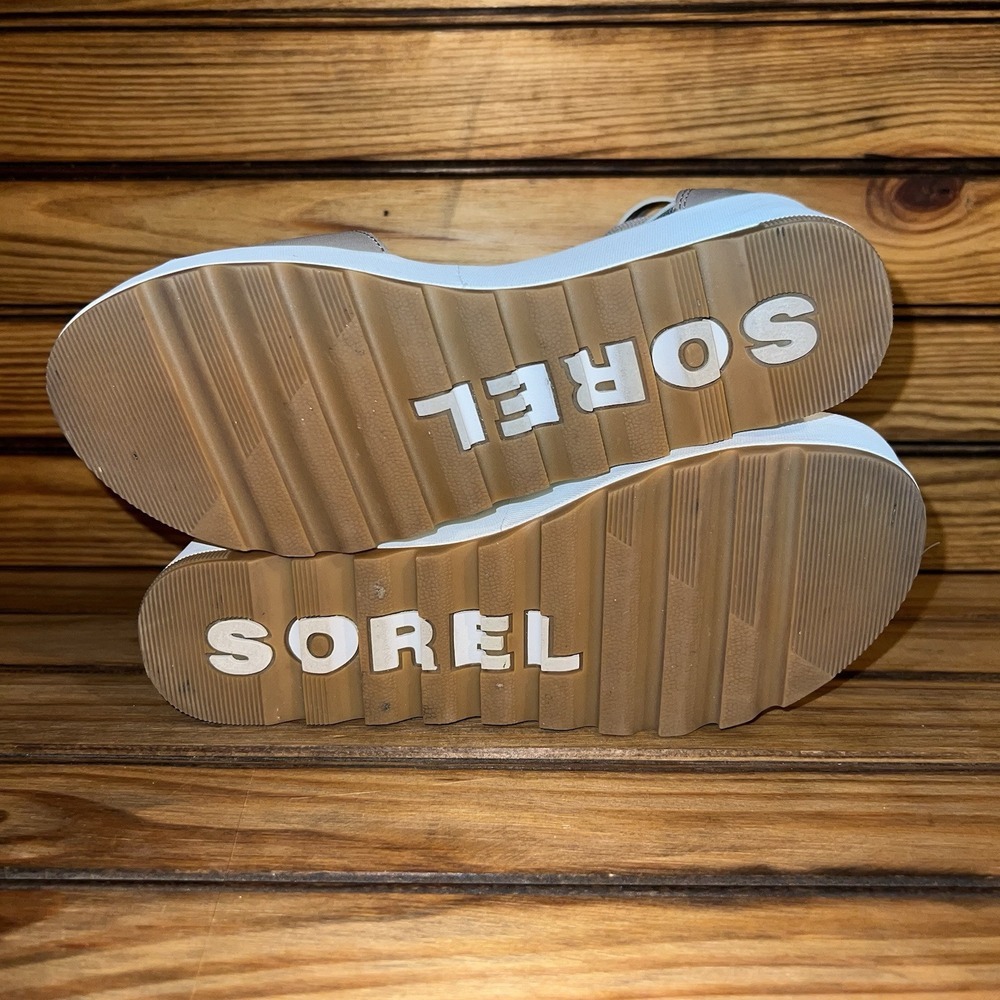 Sorel Cameron Sandal Womens Size 7 Beige Leather Flatform Ankle Strap NL3997-246 - Picture 10 of 10
